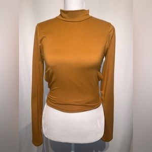 Fashion nova Open back crop shirt